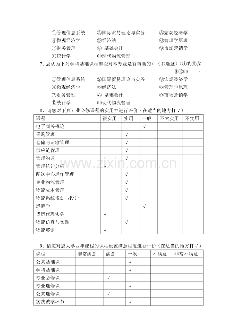 本科人才培养方案调查问卷(物流管.doc_第2页