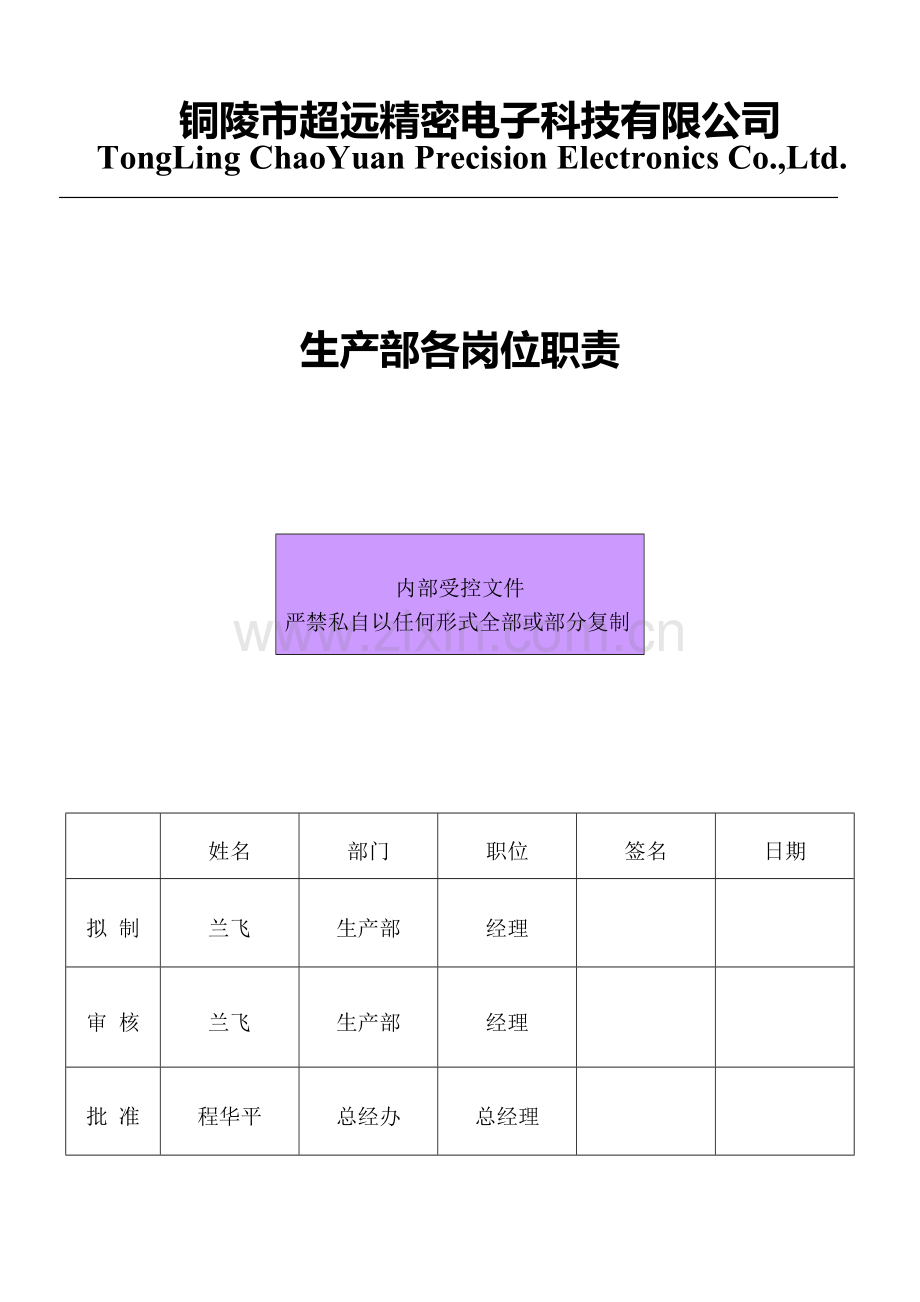 (PD-PD-001)生产部各岗位职责.doc_第1页