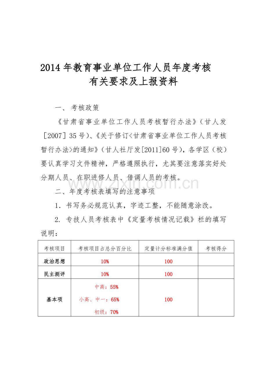2014年度考核有关要求及上报材料.doc_第1页