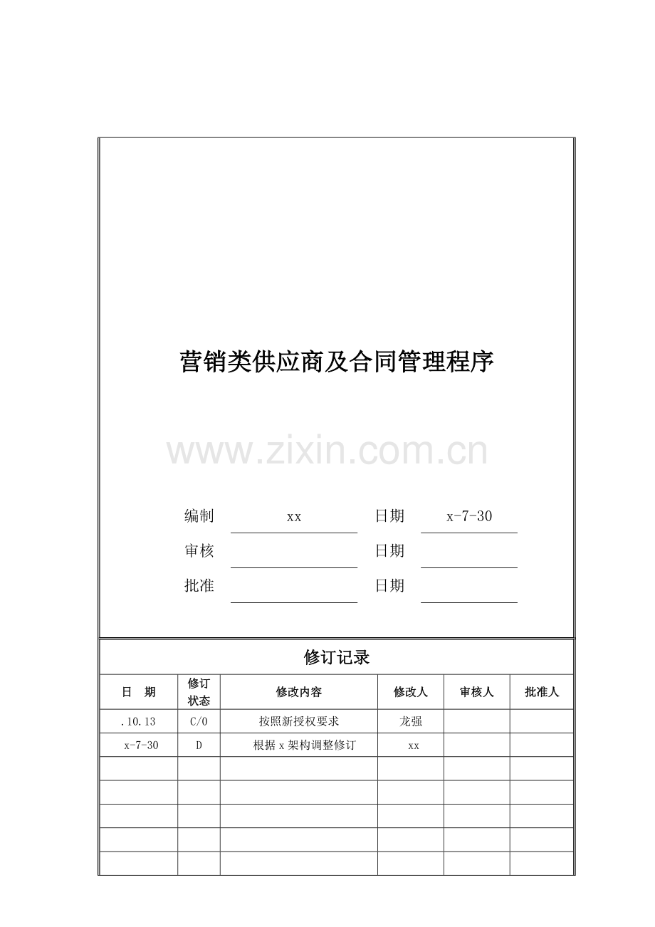 房地产公司营销类供应商及合同管理程序模版.doc_第1页