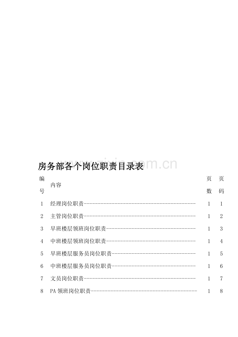 房务部各个岗位职责.DOC.doc_第1页