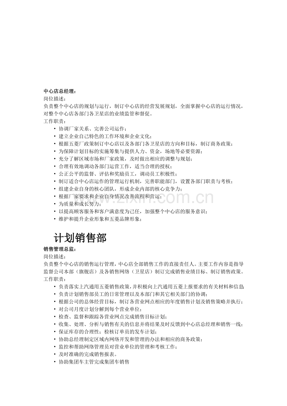 汽车4S店岗位职责描述.doc_第1页
