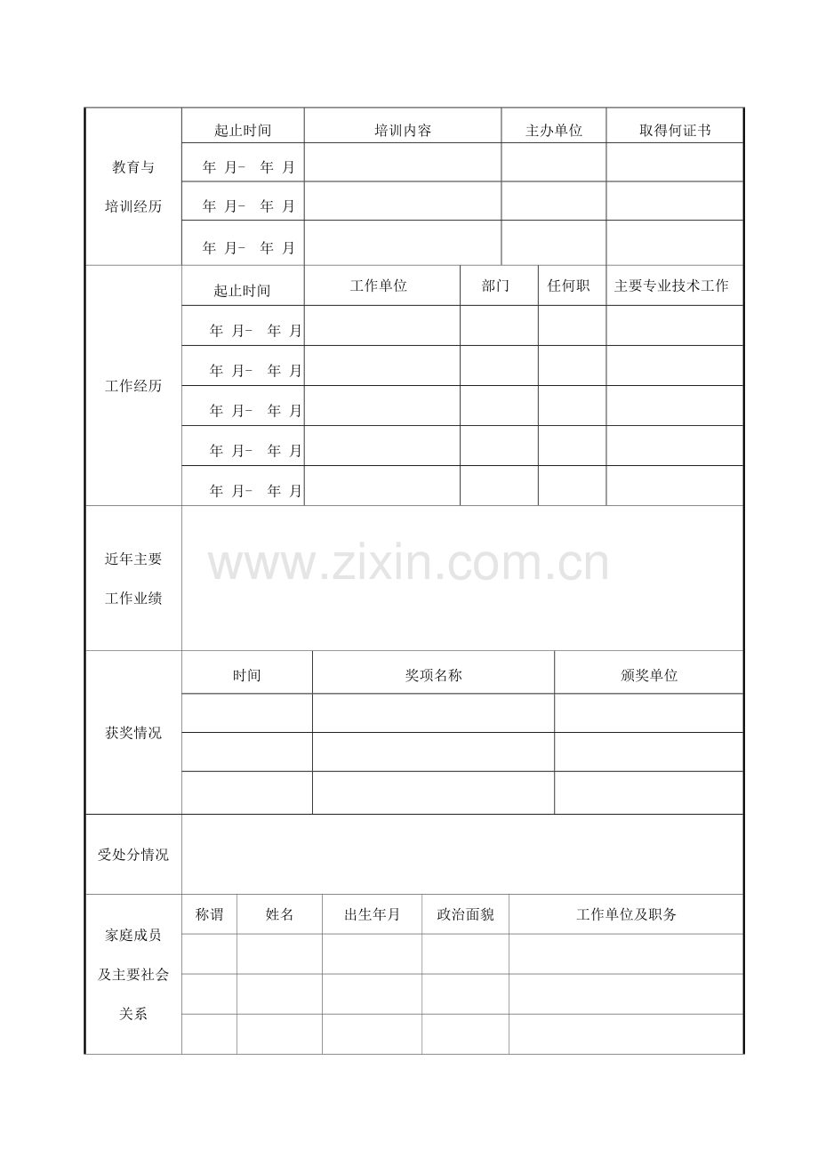 中国葛洲坝集团第二工程有限公司公开招聘申请表.doc_第2页