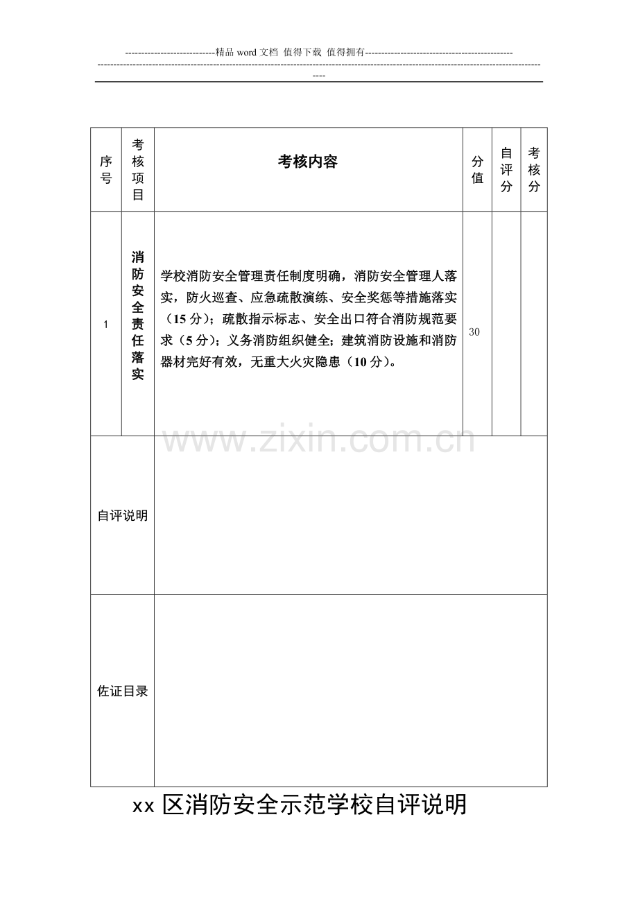xx区消防安全示范学校自评说明.doc_第1页