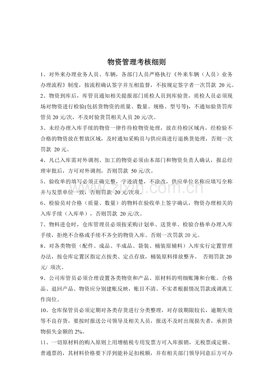 公司物资管理考核细则.doc_第1页