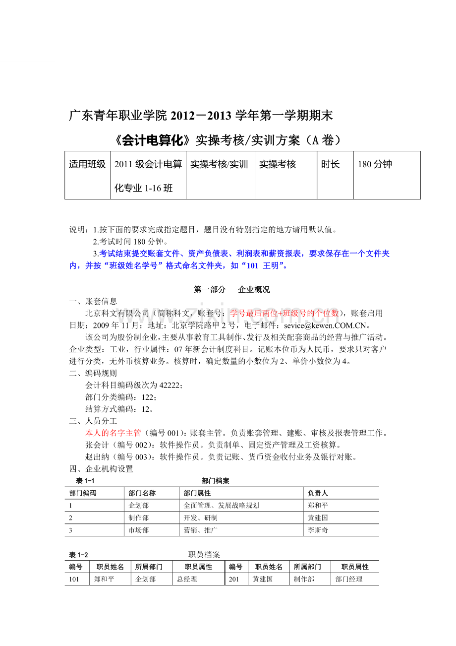 会计电算化-A卷.doc_第1页
