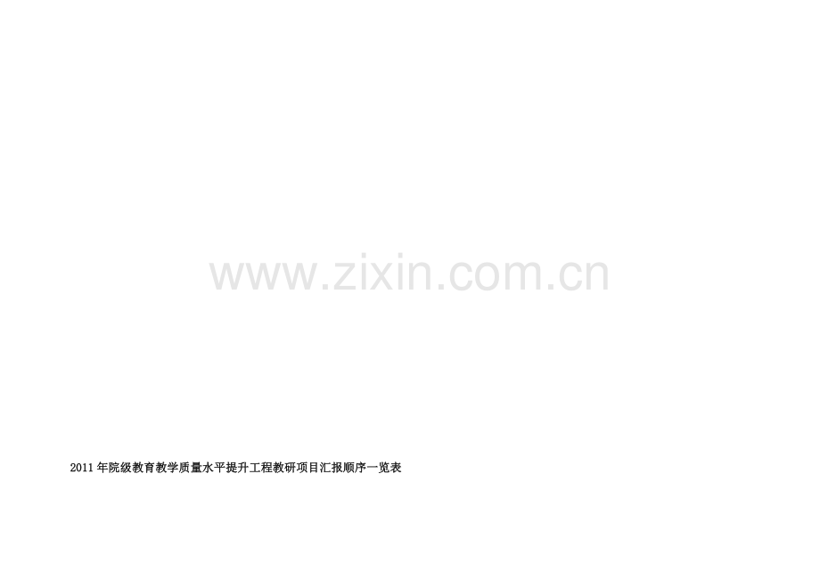 2011年院级教育教学质量水平提升工程教研项目汇报顺序一览表.doc_第1页