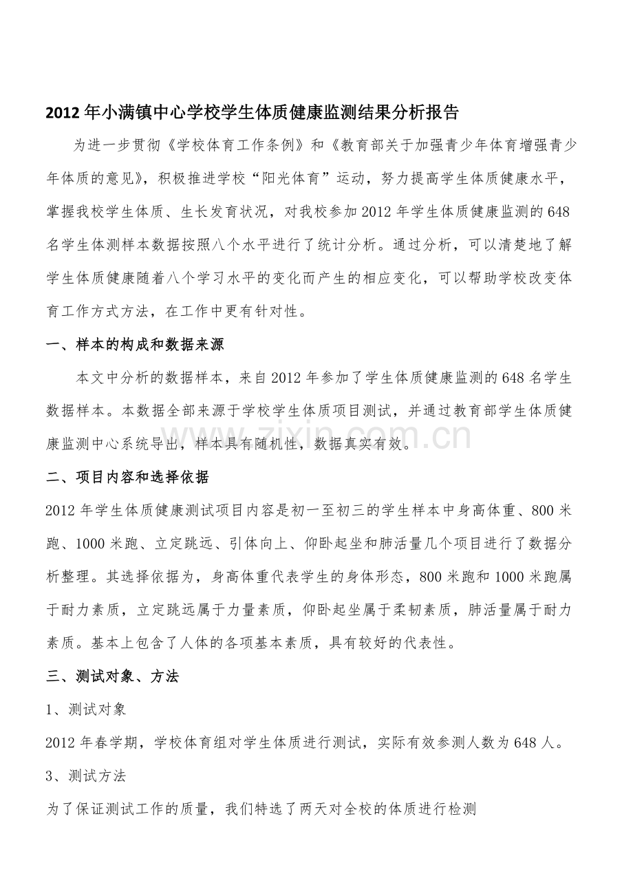 2012体质健康测试情况分析报告.doc_第1页