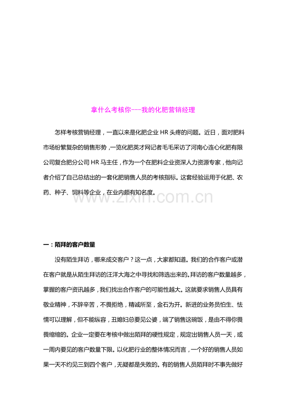 拿什么考核你---我的化肥营销经理.doc_第1页