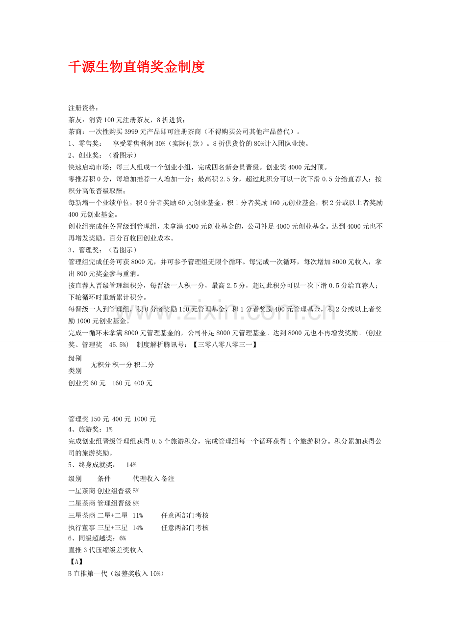 千源生物直销奖金制度.doc_第1页