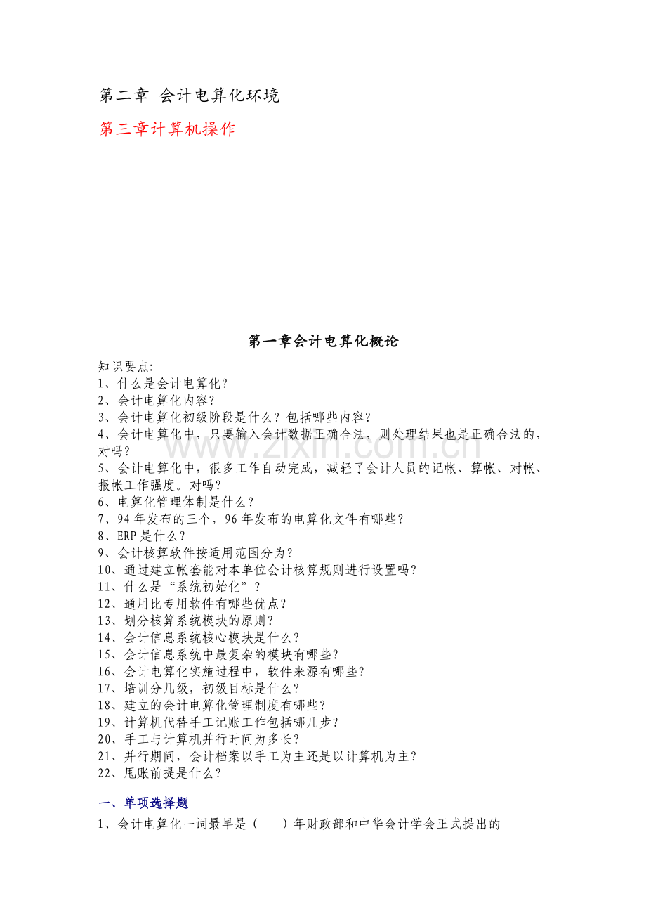初级会计电算化要点串讲及练习试题.doc_第2页