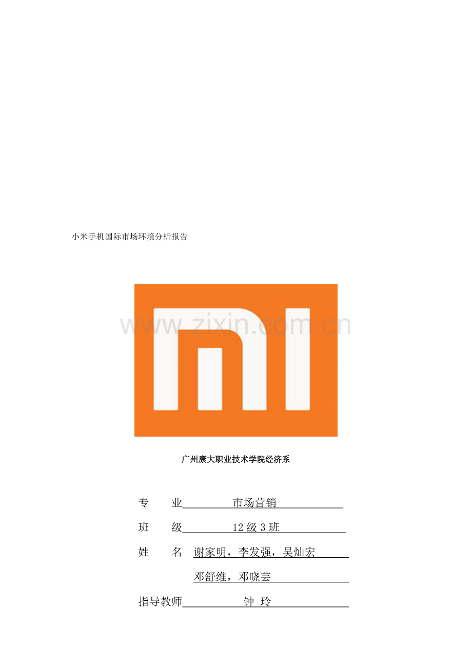 国际市场营销环境分析报告2.doc_第1页