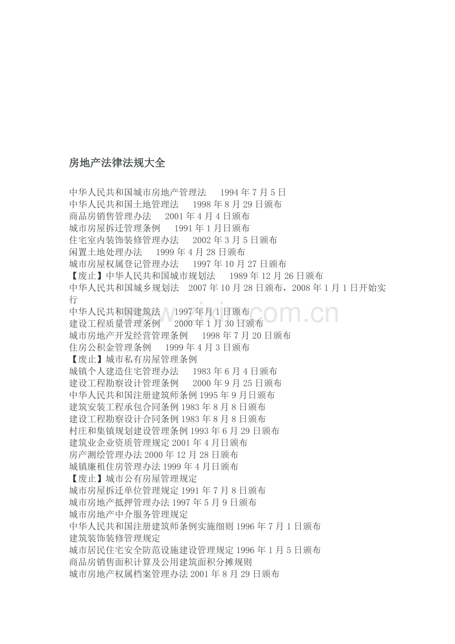 房地产法律法规目录.doc_第1页