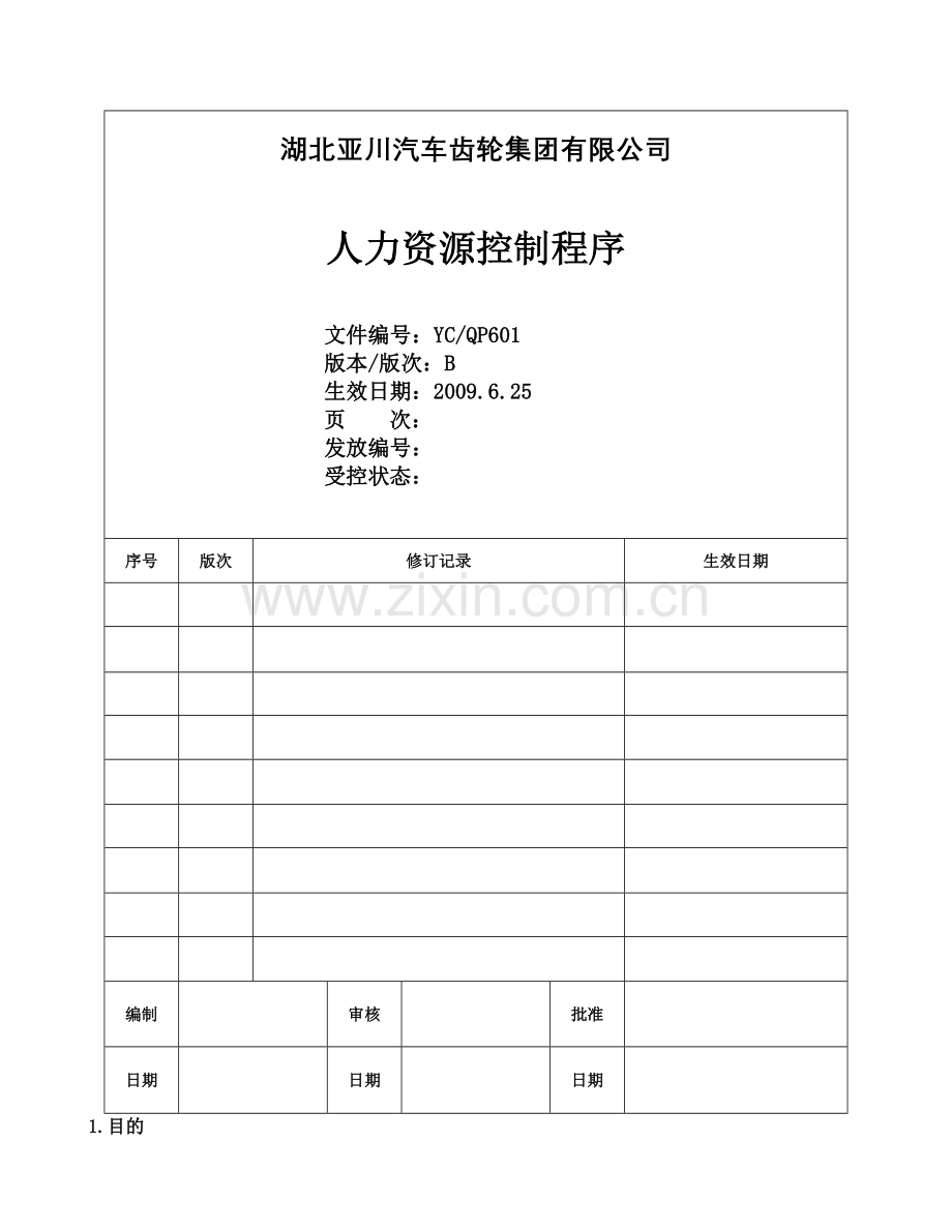 601人力资源控制程序.doc_第1页