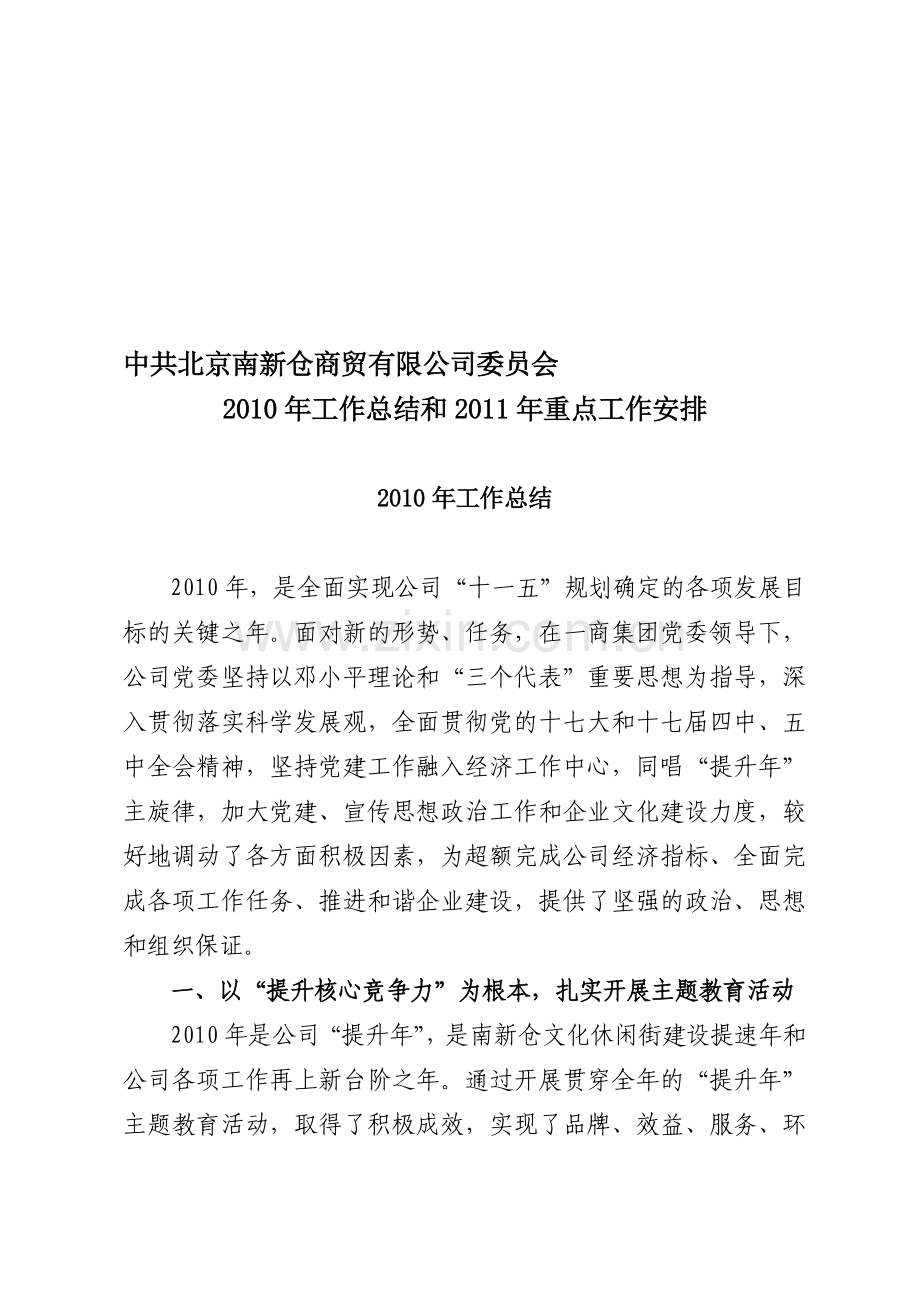 2010年党委总结2011年计划(正式稿).doc_第1页