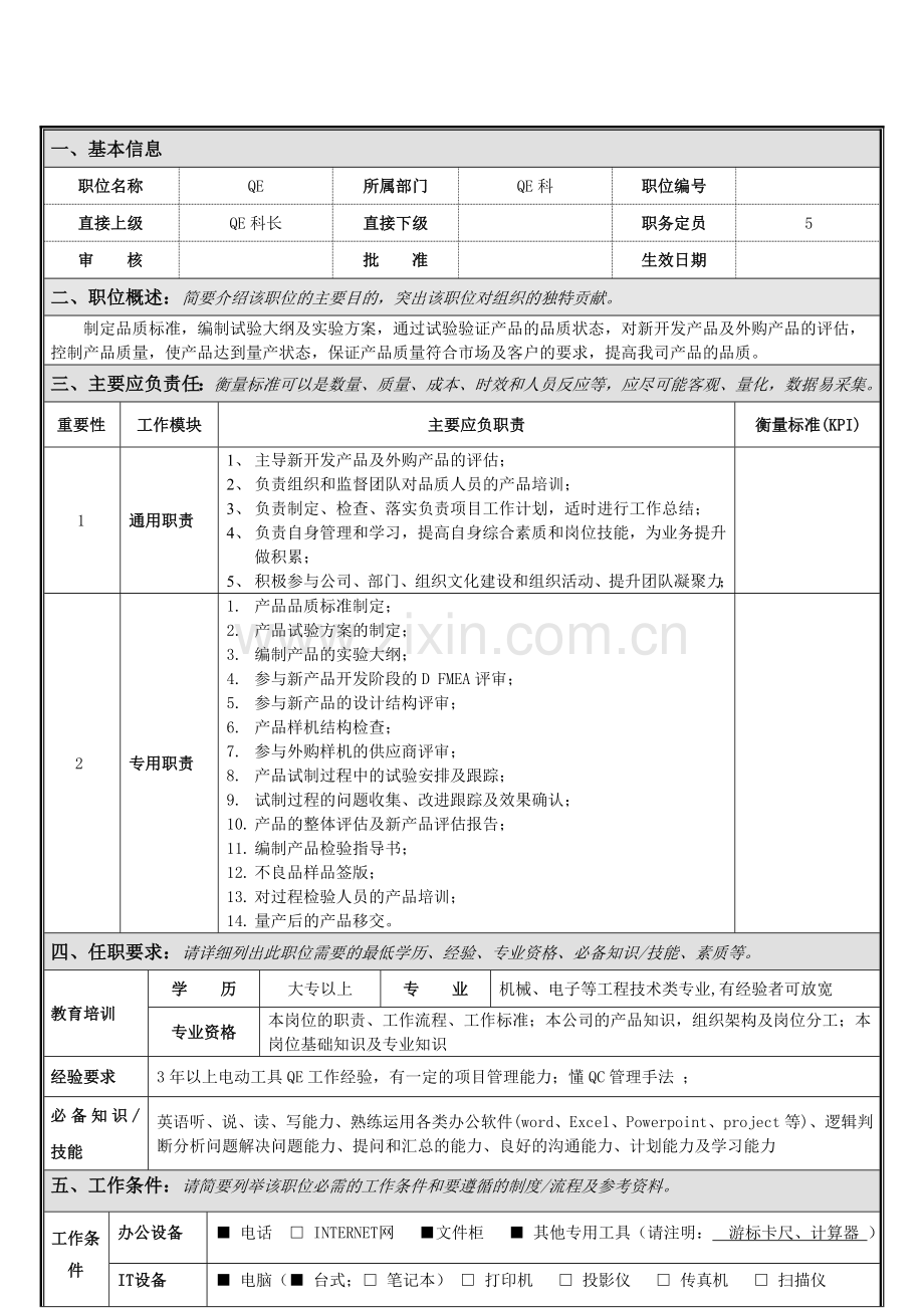 岗位说明书--QE工程师.doc_第2页