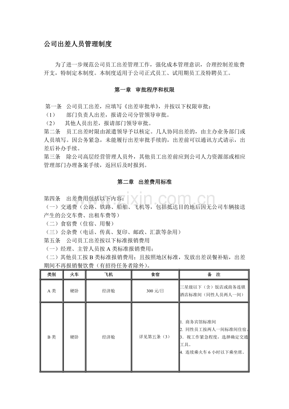 出差人员管理制度.doc_第1页