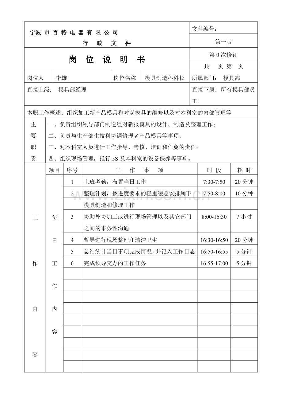 模-具-主-管-岗位职责.doc_第1页