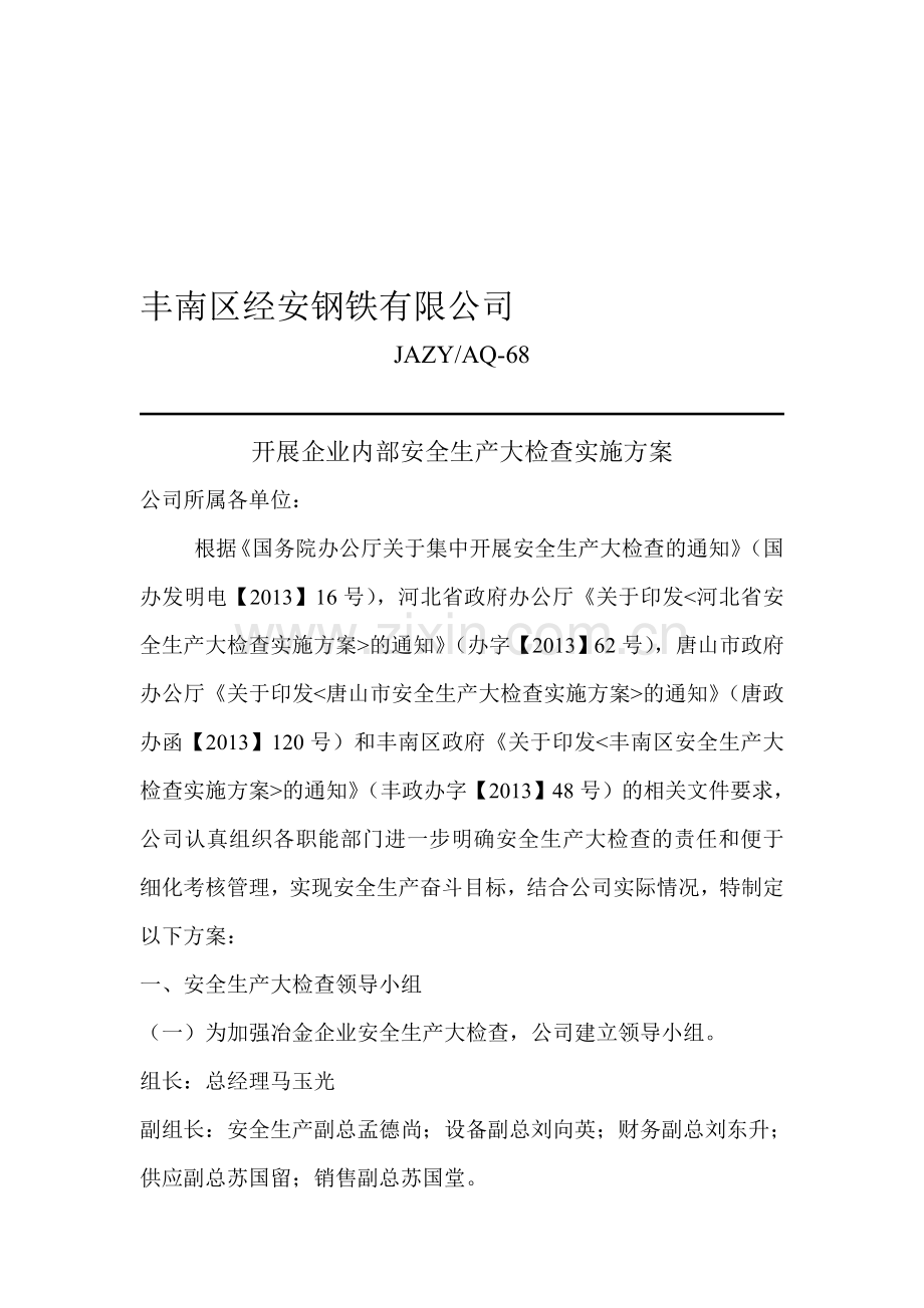 2013年安全生产大检查实施方案.doc_第1页