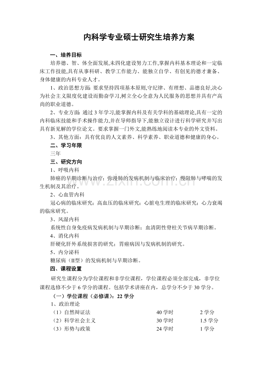 内科学专业硕士研究生培养方案.doc_第1页