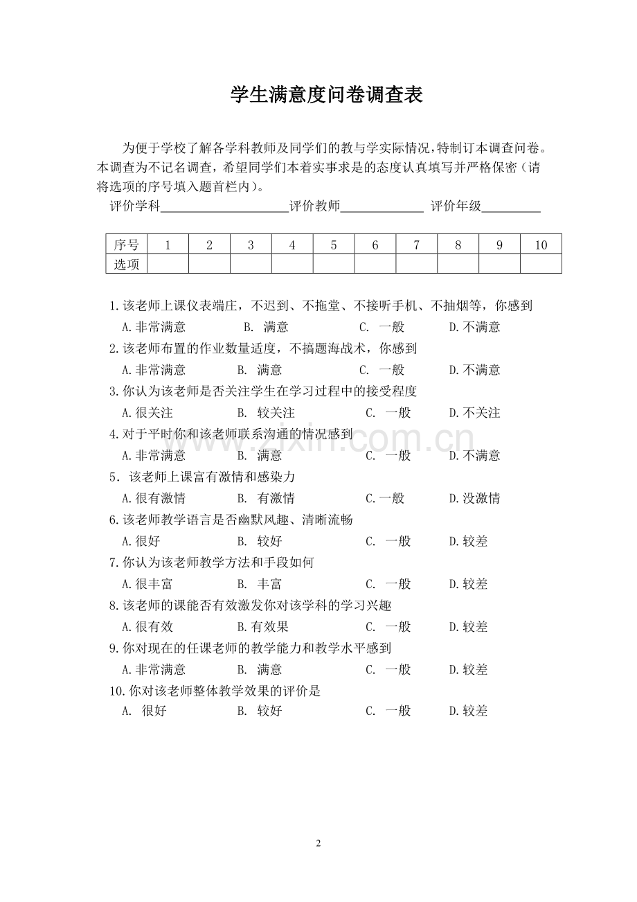 教师评价四种问卷调查表.doc_第2页