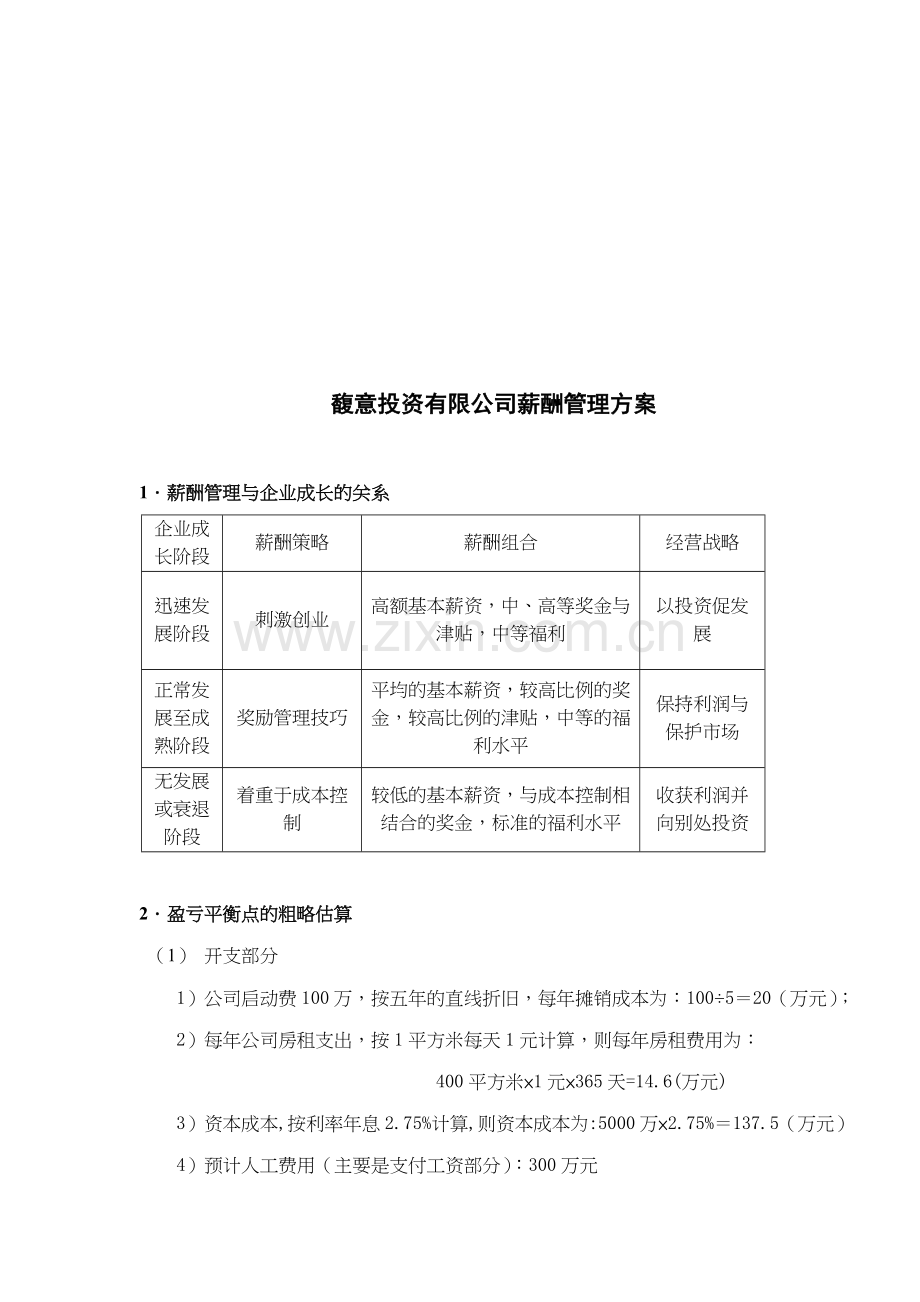 XX投资有限公司薪酬管理方案(doc-8).doc_第1页