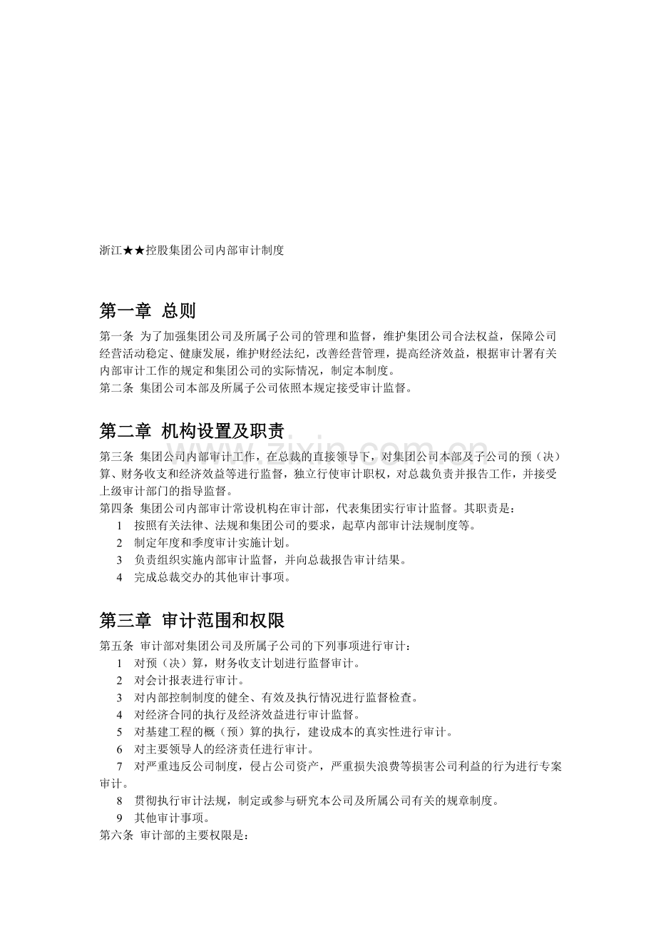 浙江★★控股集团公司内部审计制度.doc_第1页