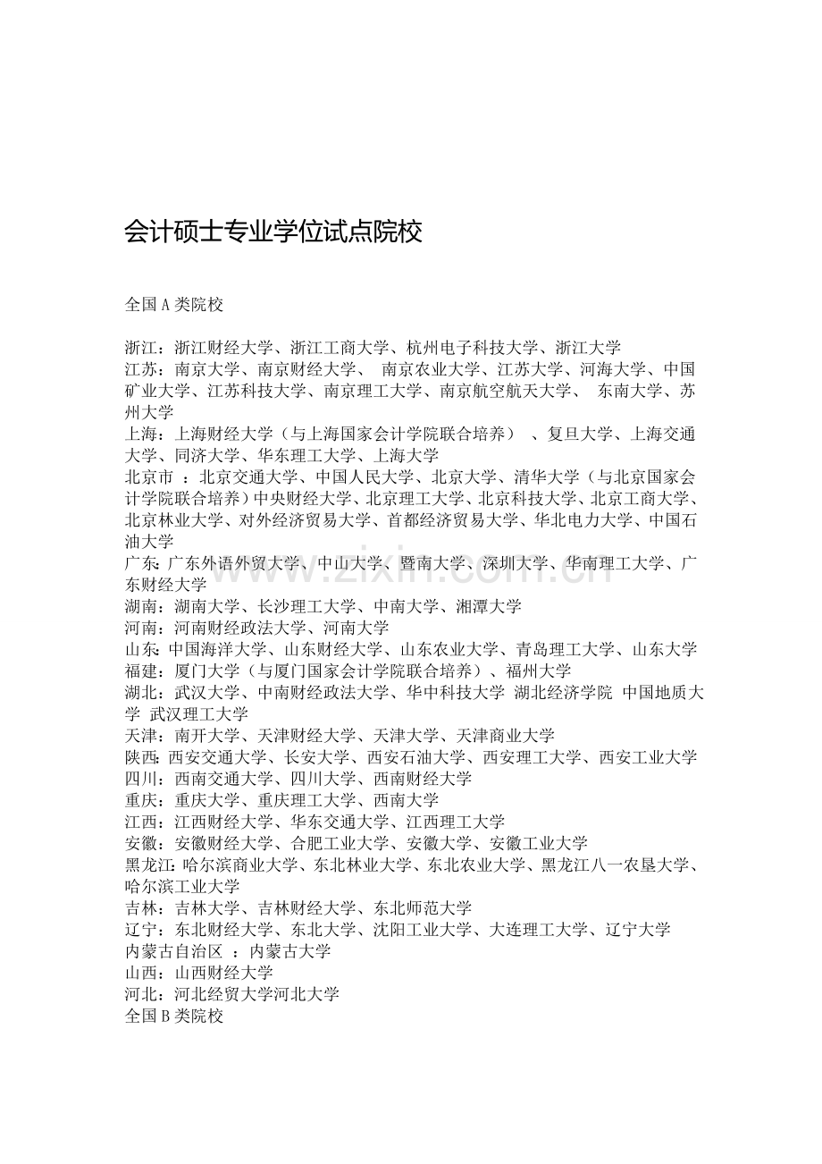 会计硕士专业学位试点院校.doc_第1页