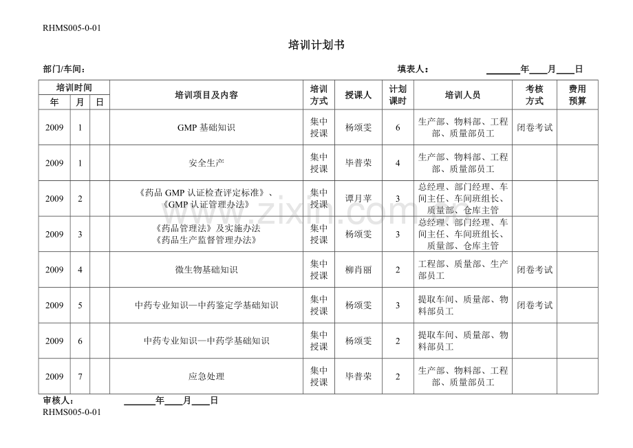 2009培训计划书.doc_第1页