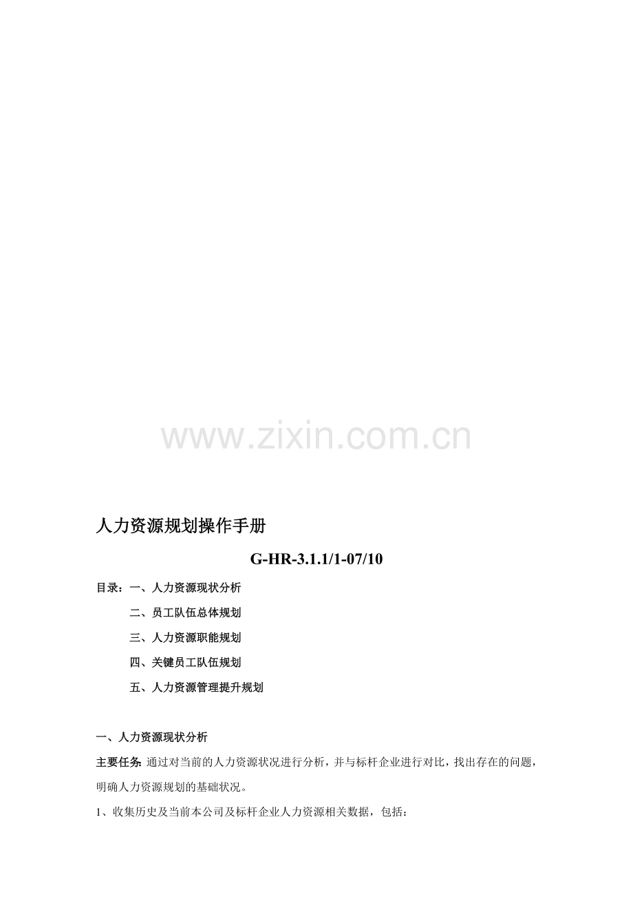 人力资源规划操作手册表格.doc_第1页