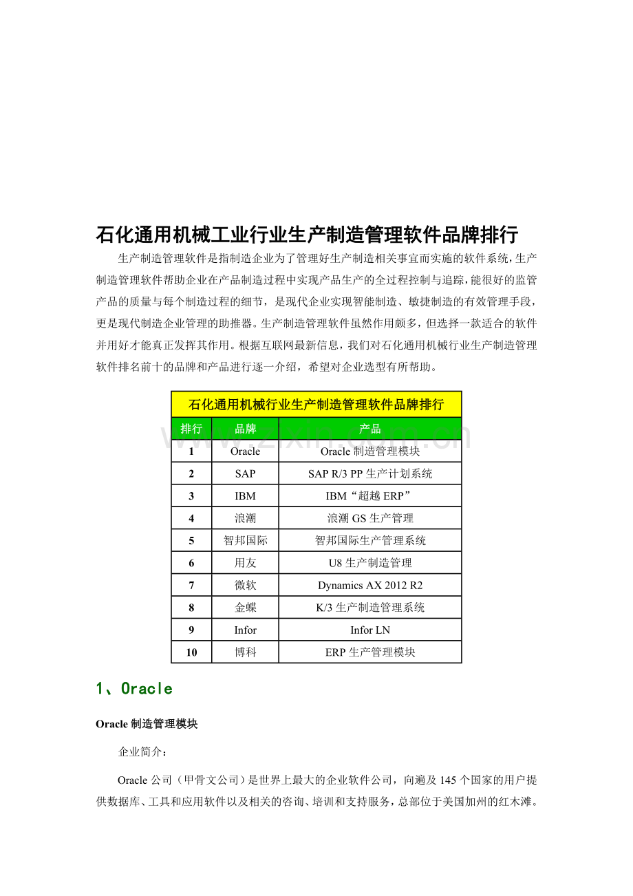 石化通用机械工业行业生产制造管理软件品牌排行.doc_第1页