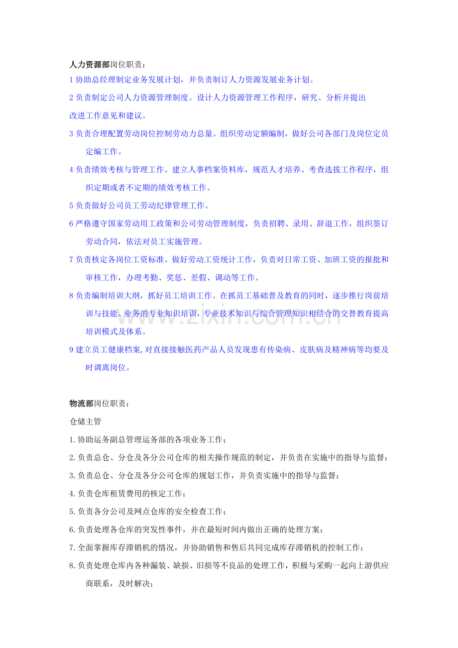 人力资源工作职责.doc_第1页