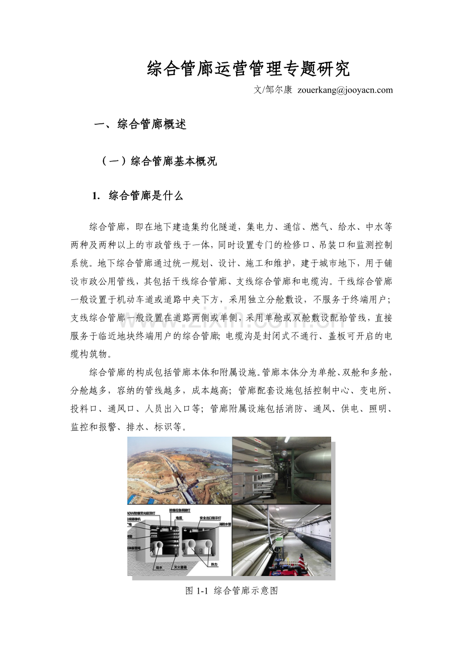 综合管廊运营管理专题报告.doc_第1页