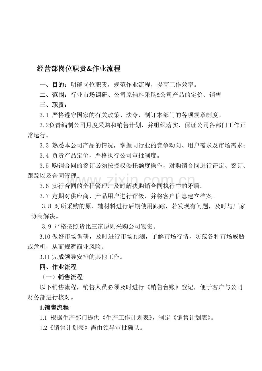经营部岗位职责.doc_第1页