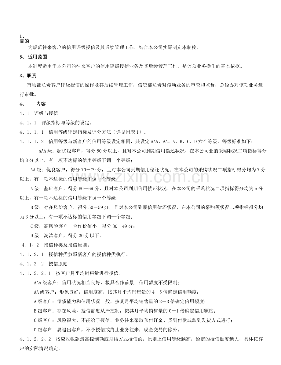 往来客户信用评级授信管理制度1.doc_第1页