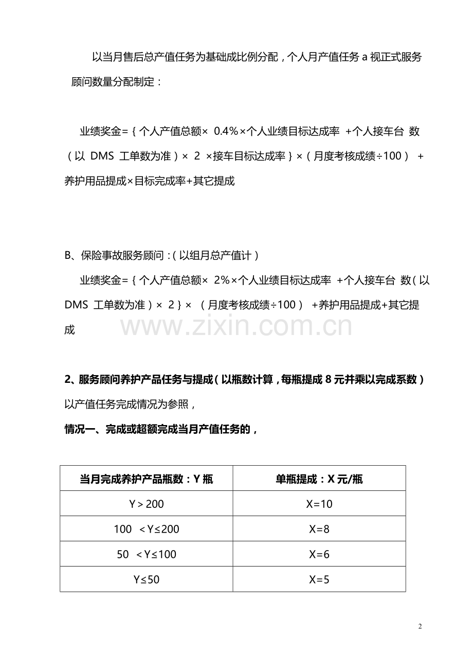 汽车4S店售后服务部工资提成与绩效考核方案.doc_第2页