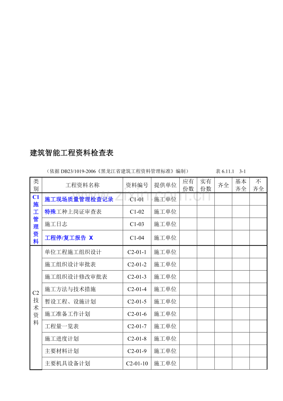1-4-2-建筑智能工程资料检查表.doc_第1页