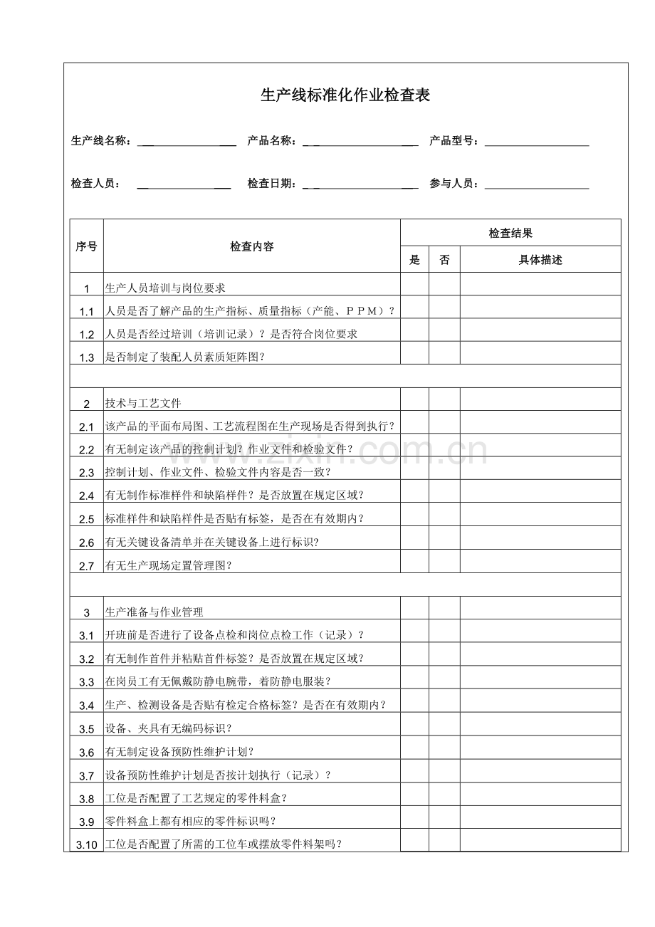 生产线标准化作业检查表.doc_第1页