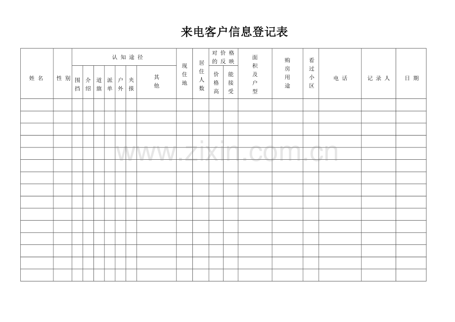 售楼中心所有表格.doc_第1页