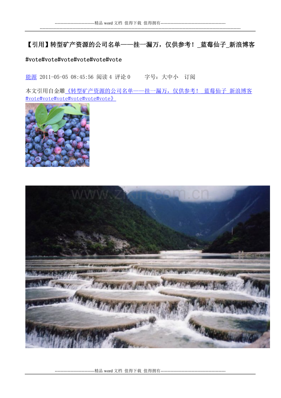【引用】转型矿产资源的公司名单——挂一漏万-仅供参考.doc_第1页