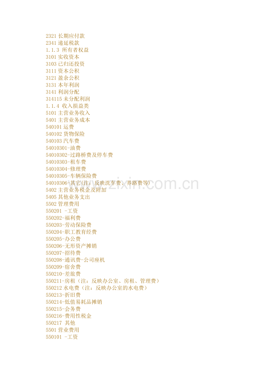 物流行业的会计科目表.doc_第2页