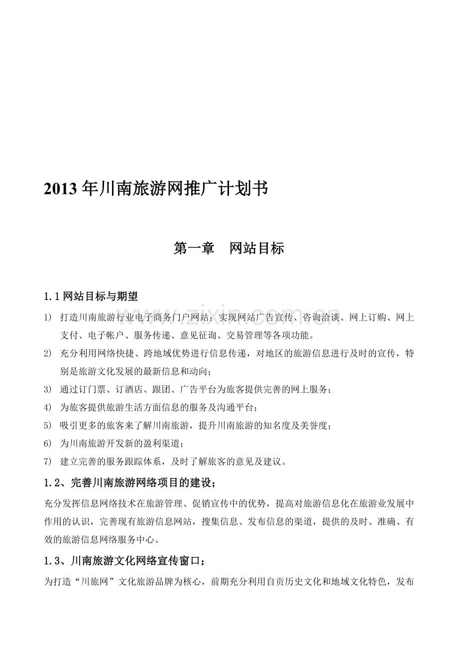 2013年川南旅游网推广计划书.doc_第1页
