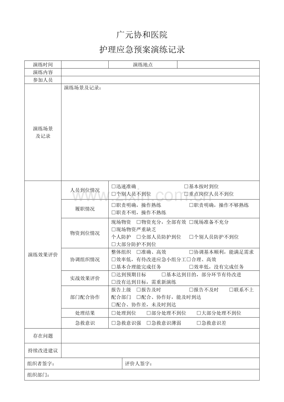 护理应急预案演练记录.doc_第1页