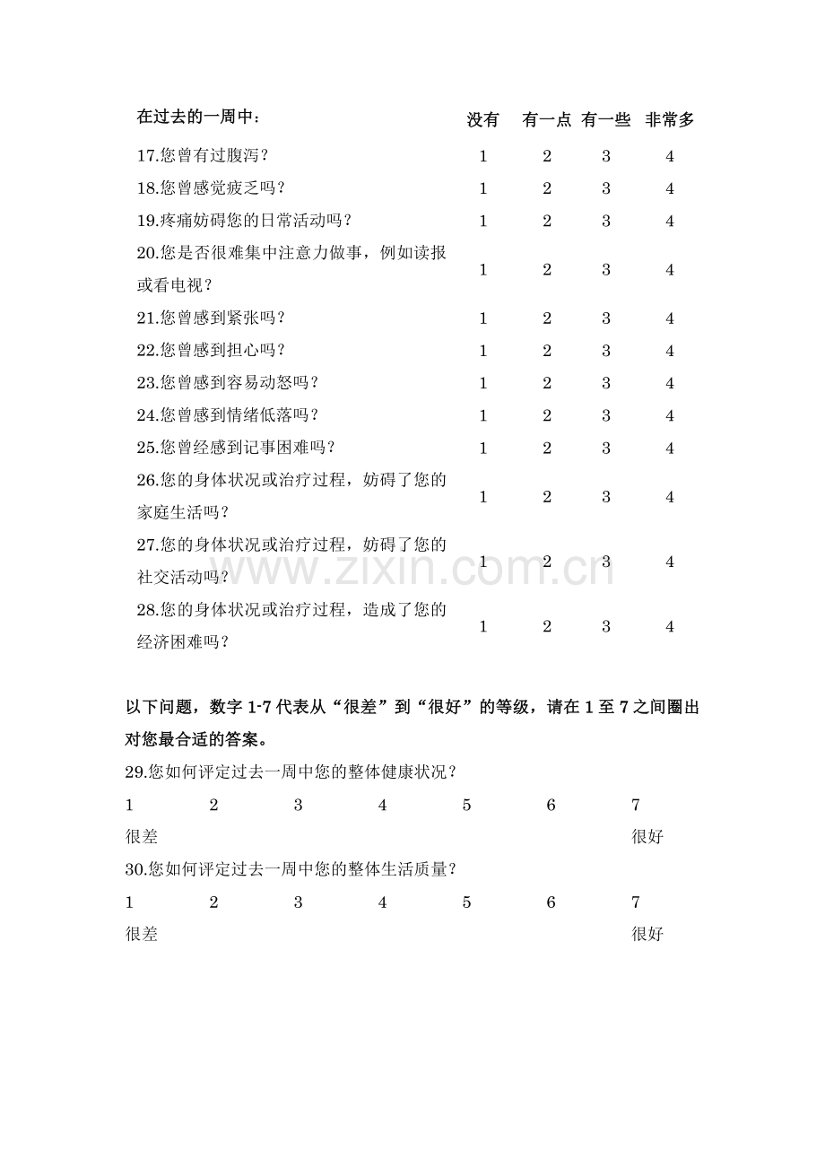 EORTC-QLQ-C30-(version-3)--生活质量调查问卷.doc_第2页