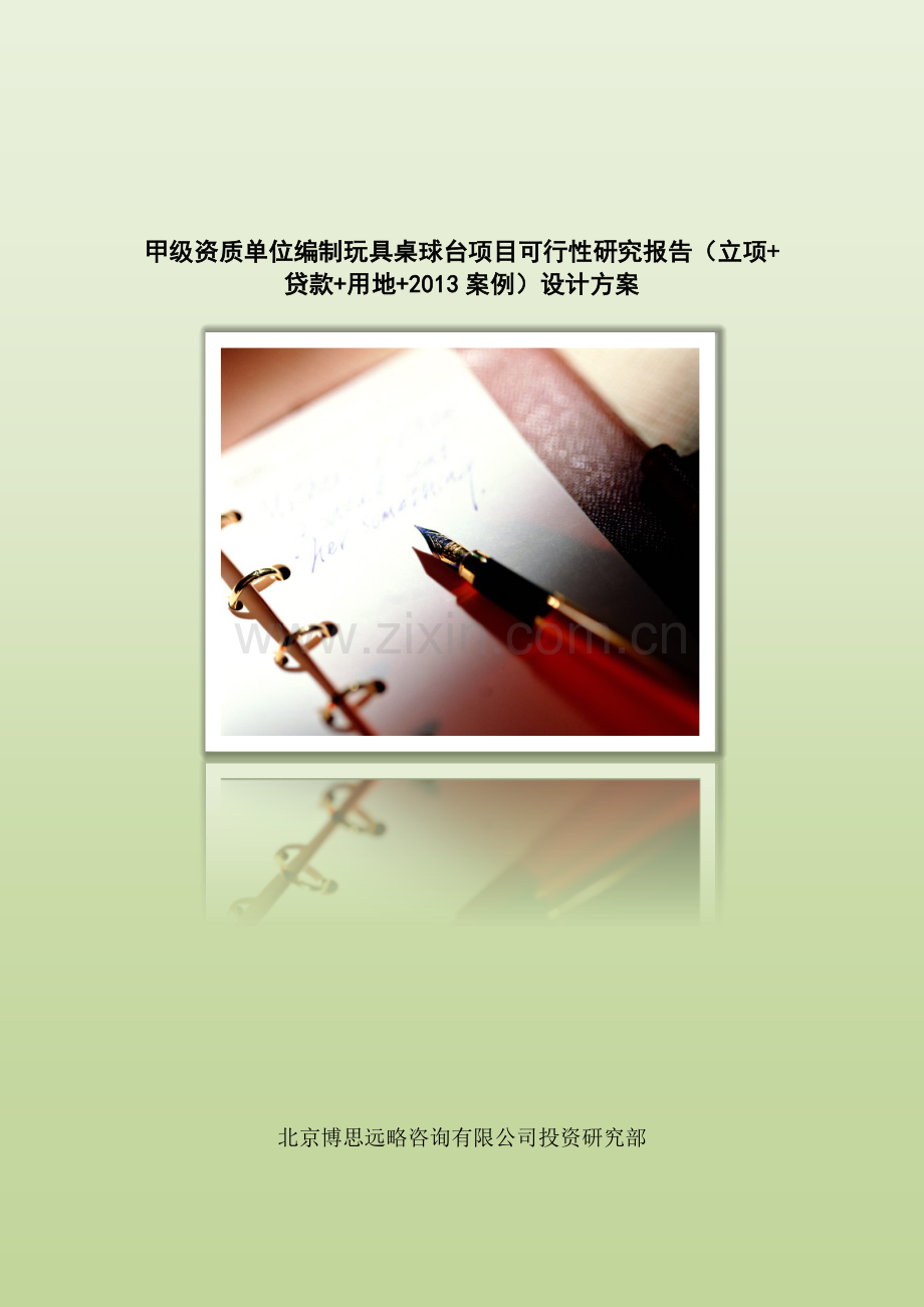 甲级单位编制玩具桌球台项目可行性报告(立项可研-贷款-用地-2013案例)设计方案.docx_第1页