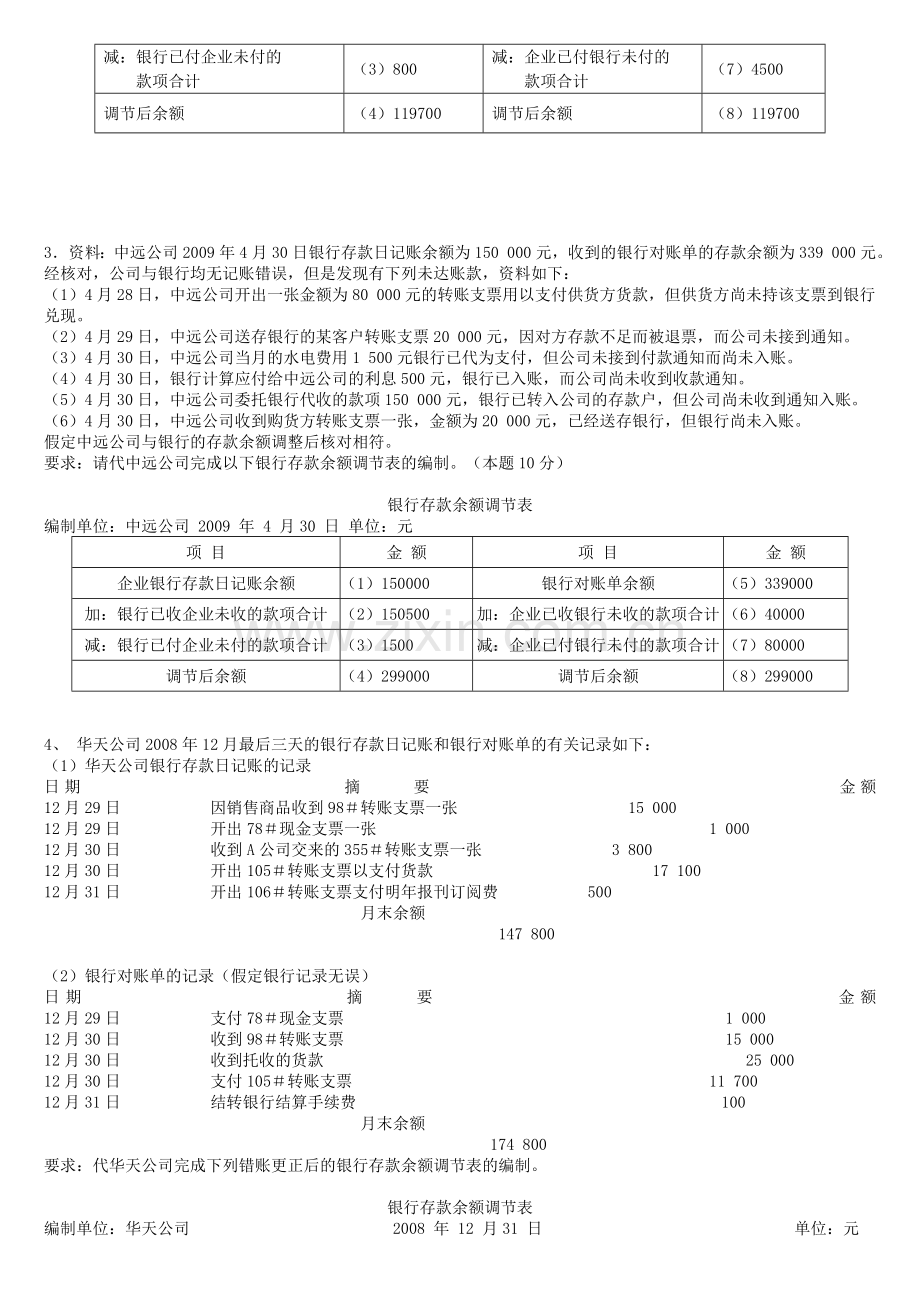广东省会计从业资格考试《会计基础》银行存款余额调节表(无纸化考试题库里的题哦).doc_第2页
