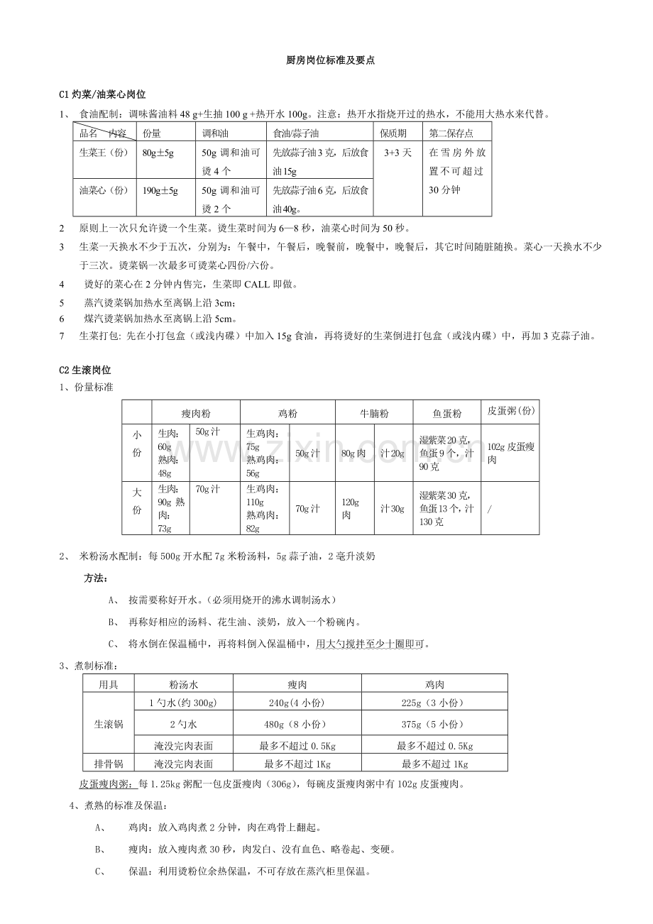真功夫餐饮厨房岗位标准及要点.doc_第1页