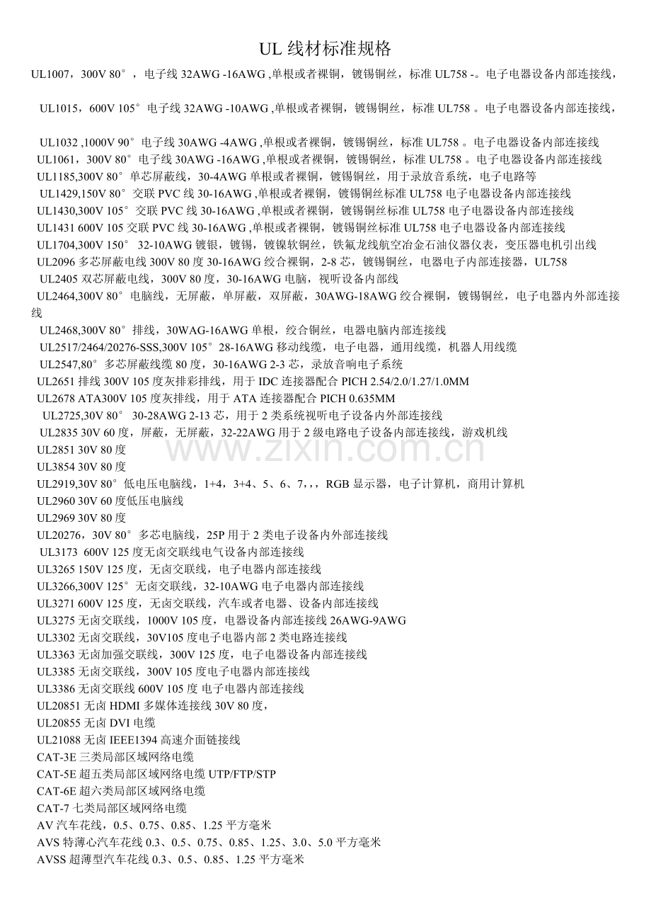 UL线材标准规格.doc_第1页