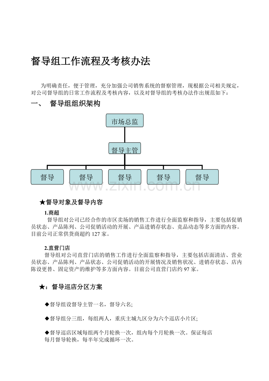 快消品市场督导日常工作流程及考核办法.doc_第1页