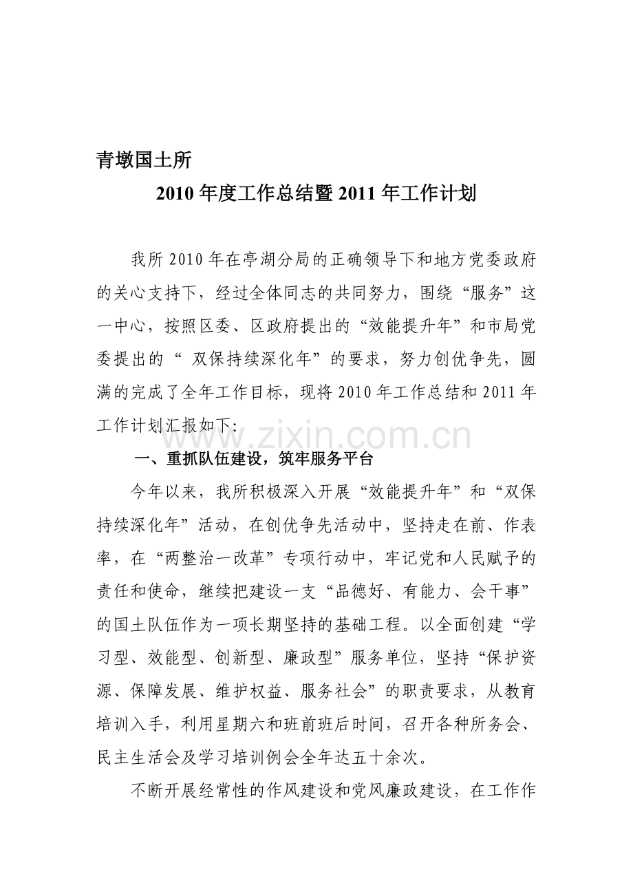 2010年度工作总结暨2011年工作计划.doc_第1页